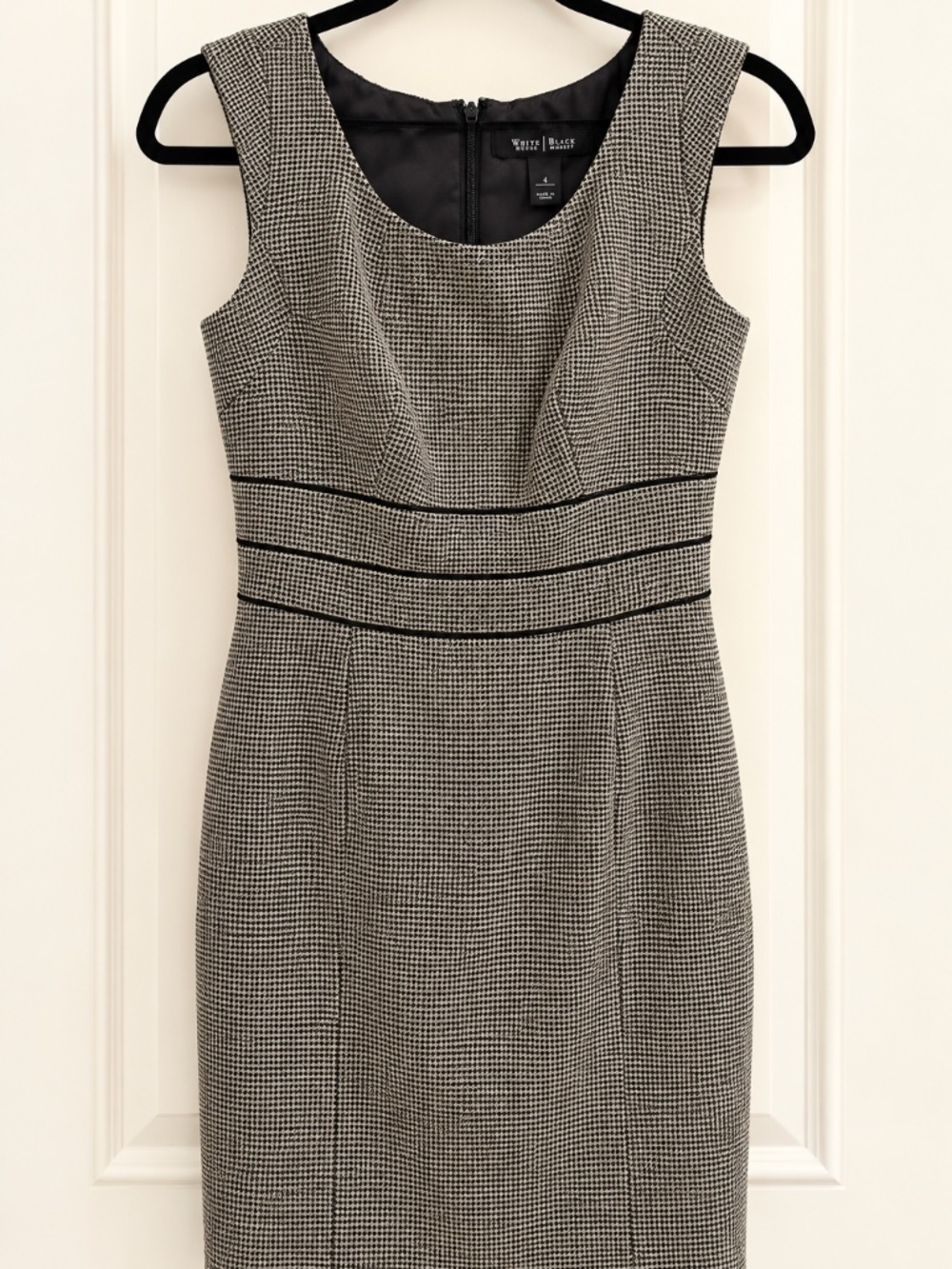White House Black Market Houndstooth Sheath Dress Size 4